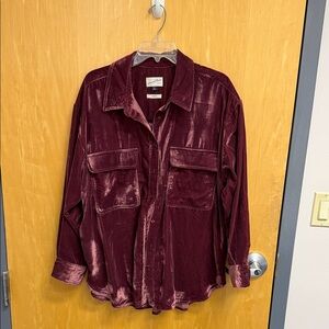 Universal Thread Burgundy Velvet Button-Down Shirt